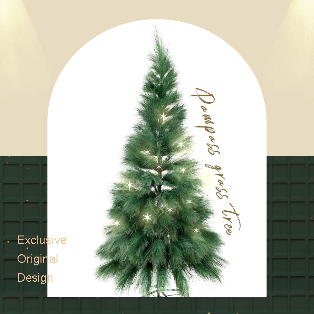 Unique New Design 210cm Dense Pampas Grass Christmas Tree Dark Green Large Christmas Trees Pure Handmade Artificial Tree