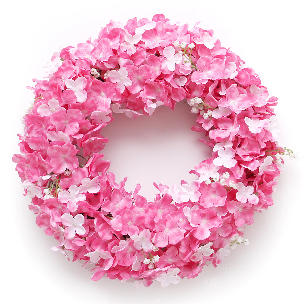 Stunning Design Pink Artificial Wreath Hydrangea Petal Decorative Wreaths for Festival Wedding Party Decoration