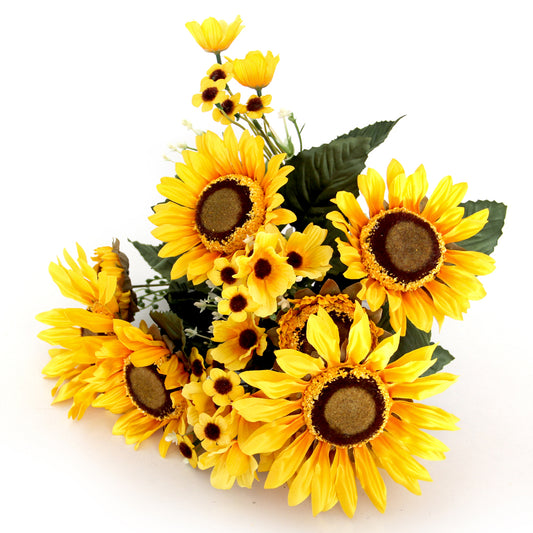 High Quality 12head Sunflower Flowers Spring Summer Artificial Sunflower Decorative Flowers For Wedding Home Table Decoration