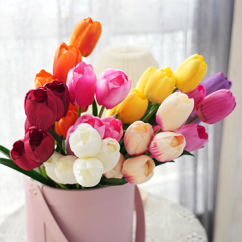 Wholesale 5-head Artificial Tulips DIY Decorations Flowers Bendable Stem Tulip Flowers Event Centerpiece Home Decoration