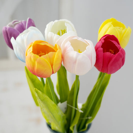 Cheap Price! Bulk Wholesale PU Tulip Flowers Multicolor Artificial Tulips Decoration Flowers For Home Wedding Graduation