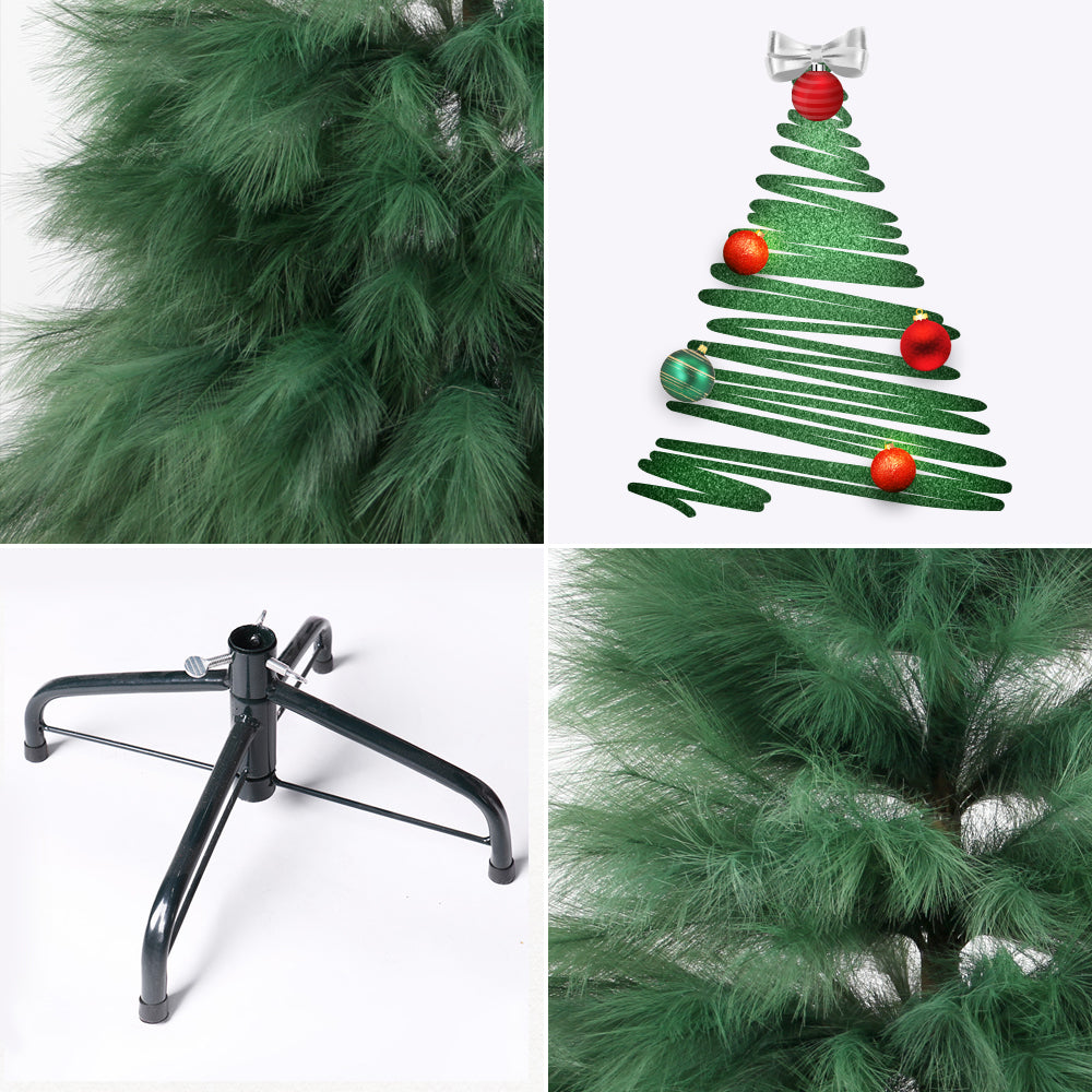 Unique New Design 210cm Dense Pampas Grass Christmas Tree Dark Green Large Christmas Trees Pure Handmade Artificial Tree