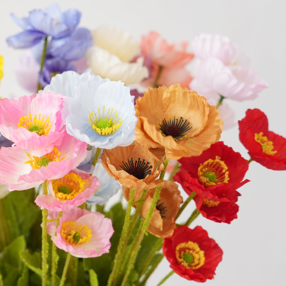 Newly Design Artificial Poppy Flower Silk Poppy Artificial Flower Arrangements For Indoor and outdoor Decorative Flowers