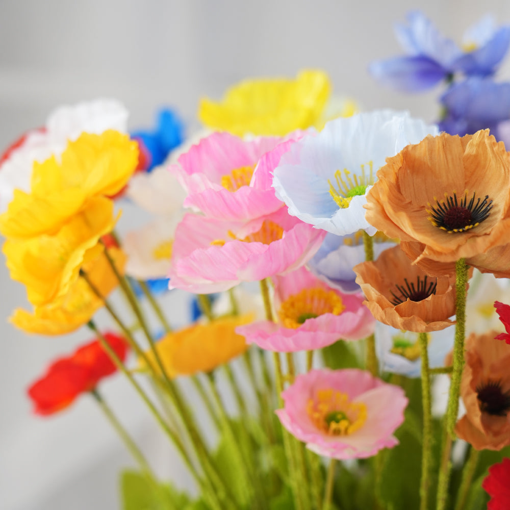 Newly Design Artificial Poppy Flower Silk Poppy Artificial Flower Arrangements For Indoor and outdoor Decorative Flowers