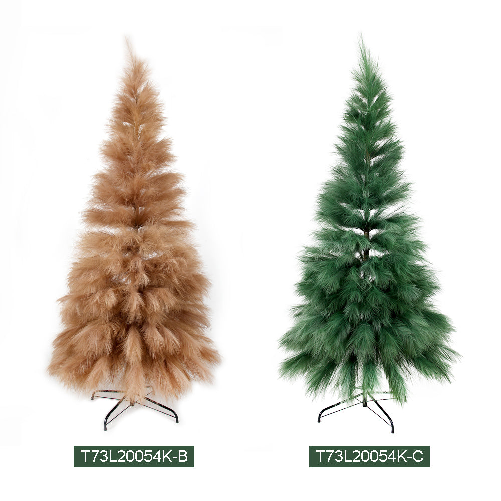 Unique New Design 210cm Dense Pampas Grass Christmas Tree Dark Green Large Christmas Trees Pure Handmade Artificial Tree