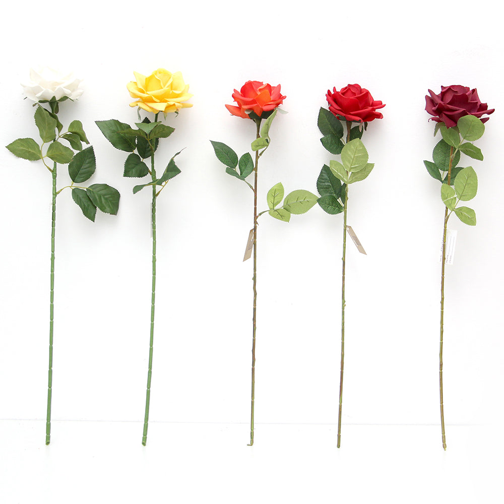 Factory Bulk Wholesale Real Touch Roses Single Rose Multicolour Artificial Flowers For Home Wedding Decoration