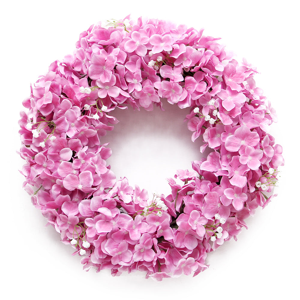 Stunning Design Pink Artificial Wreath Hydrangea Petal Decorative Wreaths for Festival Wedding Party Decoration