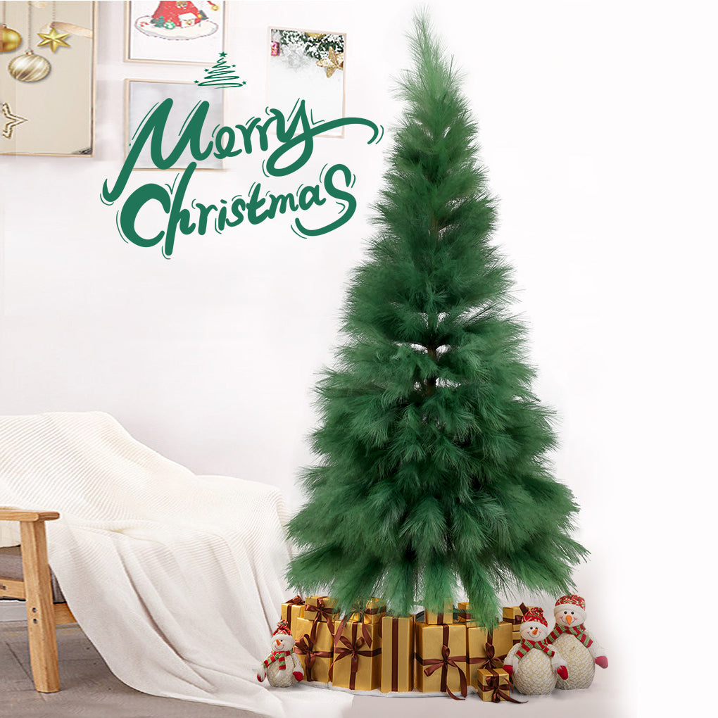 Unique New Design 210cm Dense Pampas Grass Christmas Tree Dark Green Large Christmas Trees Pure Handmade Artificial Tree