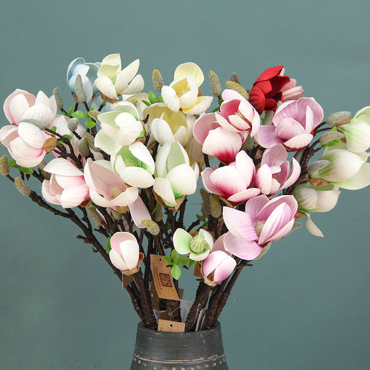 Factory Direct Cheap Artificial Magnolia Flower Wedding  Home Decorative Fabric Plastic Simulation Flower Floral