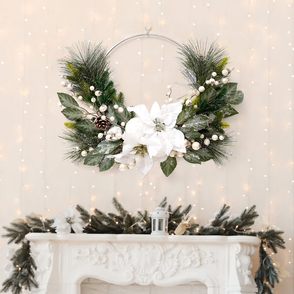 2025 Newly Design Artificial Christmas Wreath 55cm Faux Half Decorative Wreaths For Home Christmas Decorations