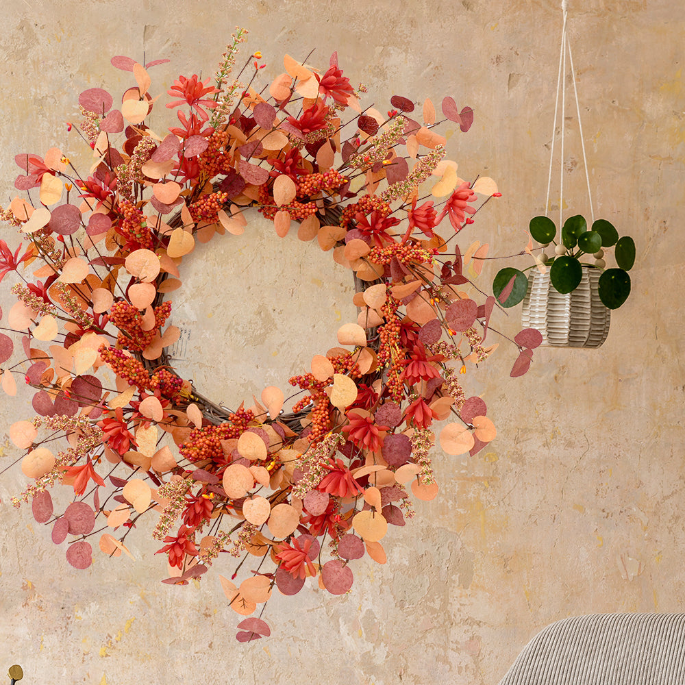 2024 Fall Artificial Wreaths High Quality 60cm Autumn Decorative Flowers, Wreaths and Plants Decorative Wreaths For Front Door Decor