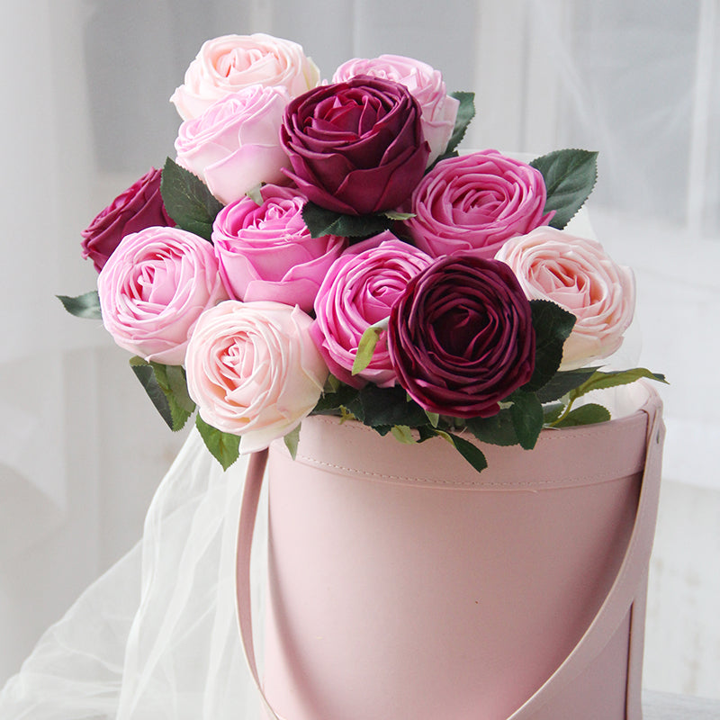 Romantic Gorgeous Real Touch Rose Pink Series Artificial Flowers For Wedding Table Centerpieces Decoration Floral Arrangement