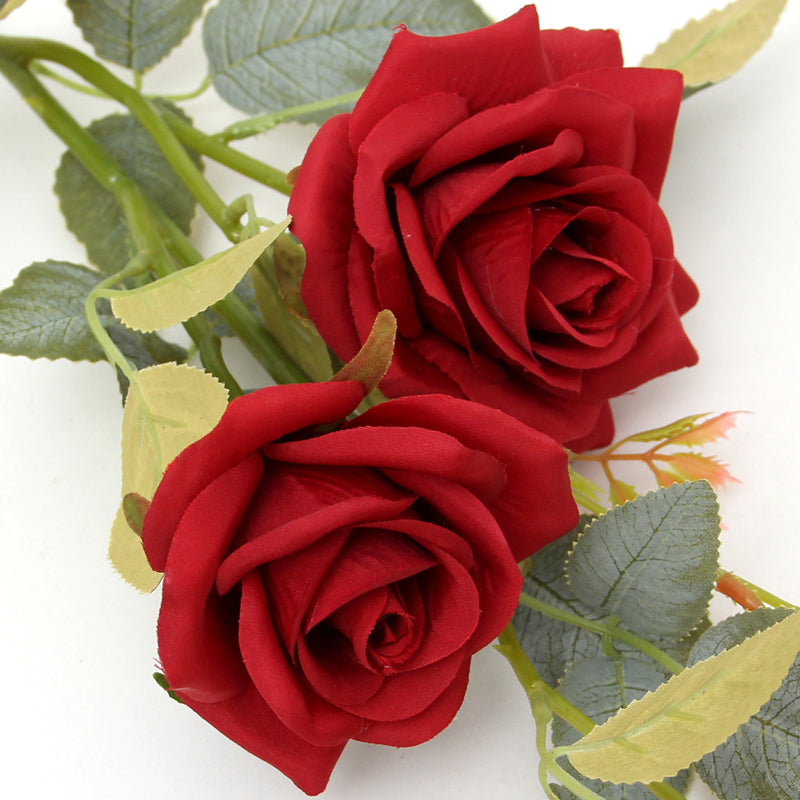 Hand Made Customized 3Head Artificial Rose Cloth Flower Arrangement Wedding Decoration Flowers