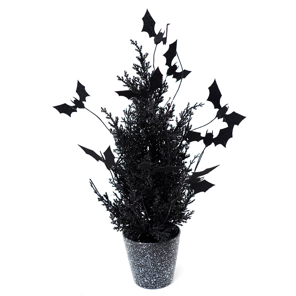 Wholesale Halloween Potted Dead Black Glitter Faux Decorative Branches and Twigs For Halloween Decorations