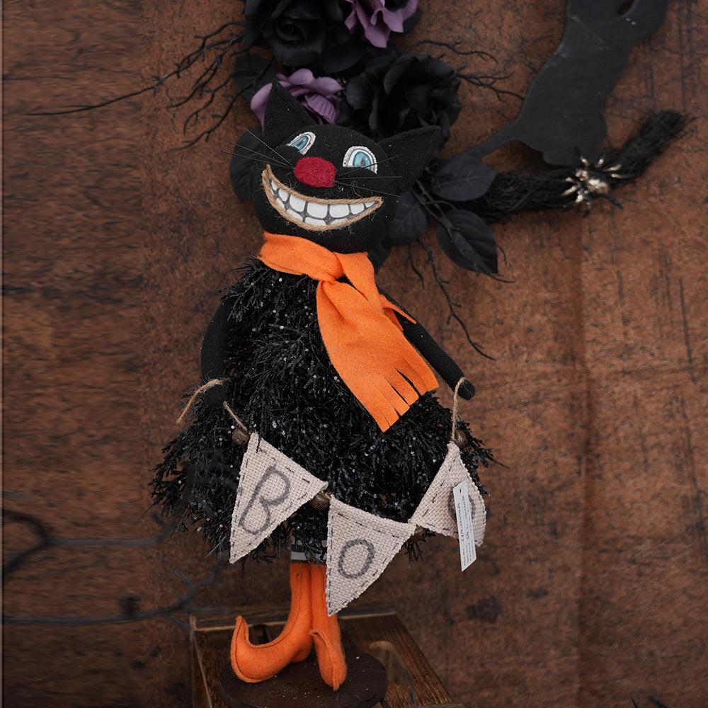 Cute Halloween Party Decor Design Funny Halloween Toys Black Scary Ccat Face Dolls For Halloween Indoor Decor