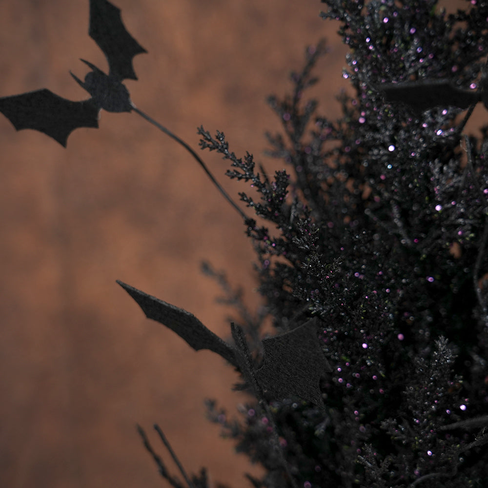 Wholesale Halloween Potted Dead Black Glitter Faux Decorative Branches and Twigs For Halloween Decorations