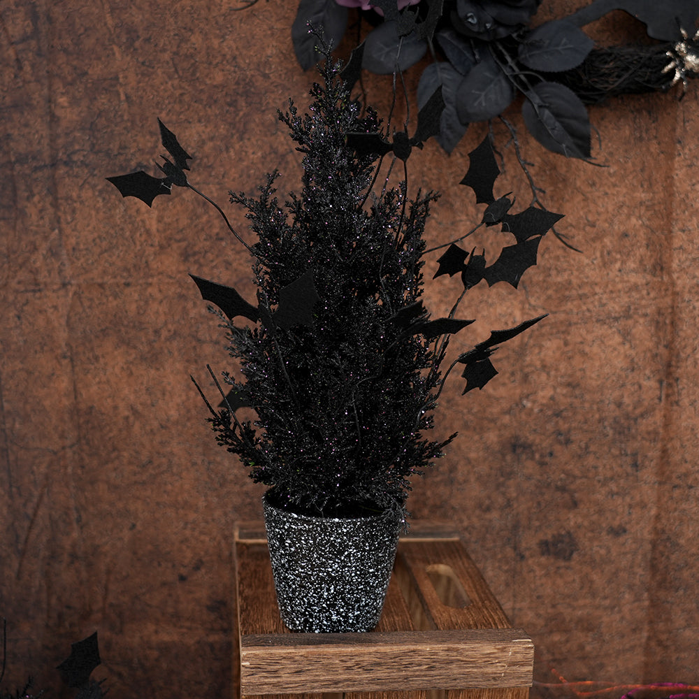 Wholesale Halloween Potted Dead Black Glitter Faux Decorative Branches and Twigs For Halloween Decorations