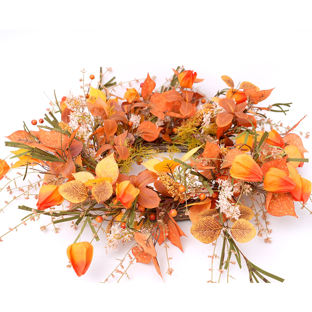 2024 Autumn High Quality Wreath Artificial Leaves Floral Wreath Maple Leaf Decorative Wreaths For Home Wall Decoration