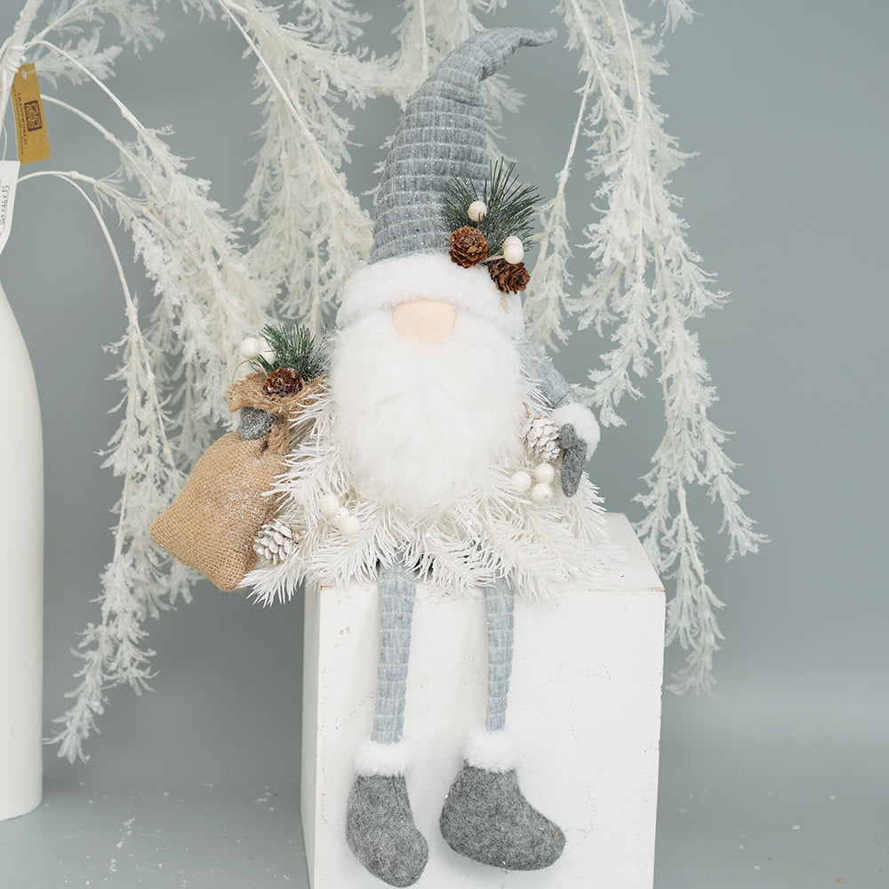 New Product White Series Christmas Decorations Santa Elf Doll Christmas Ornament Long Bearded Long Leg Gnome