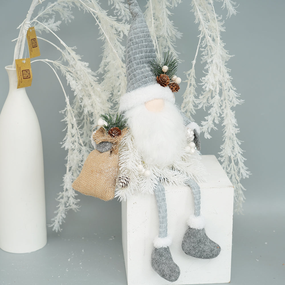 New Product White Series Christmas Decorations Santa Elf Doll Christmas Ornament Long Bearded Long Leg Gnome