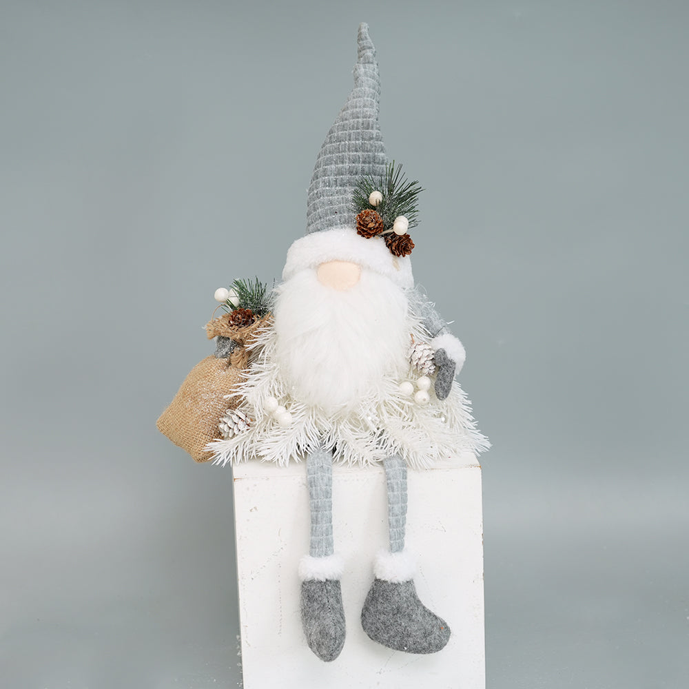 New Product White Series Christmas Decorations Santa Elf Doll Christmas Ornament Long Bearded Long Leg Gnome