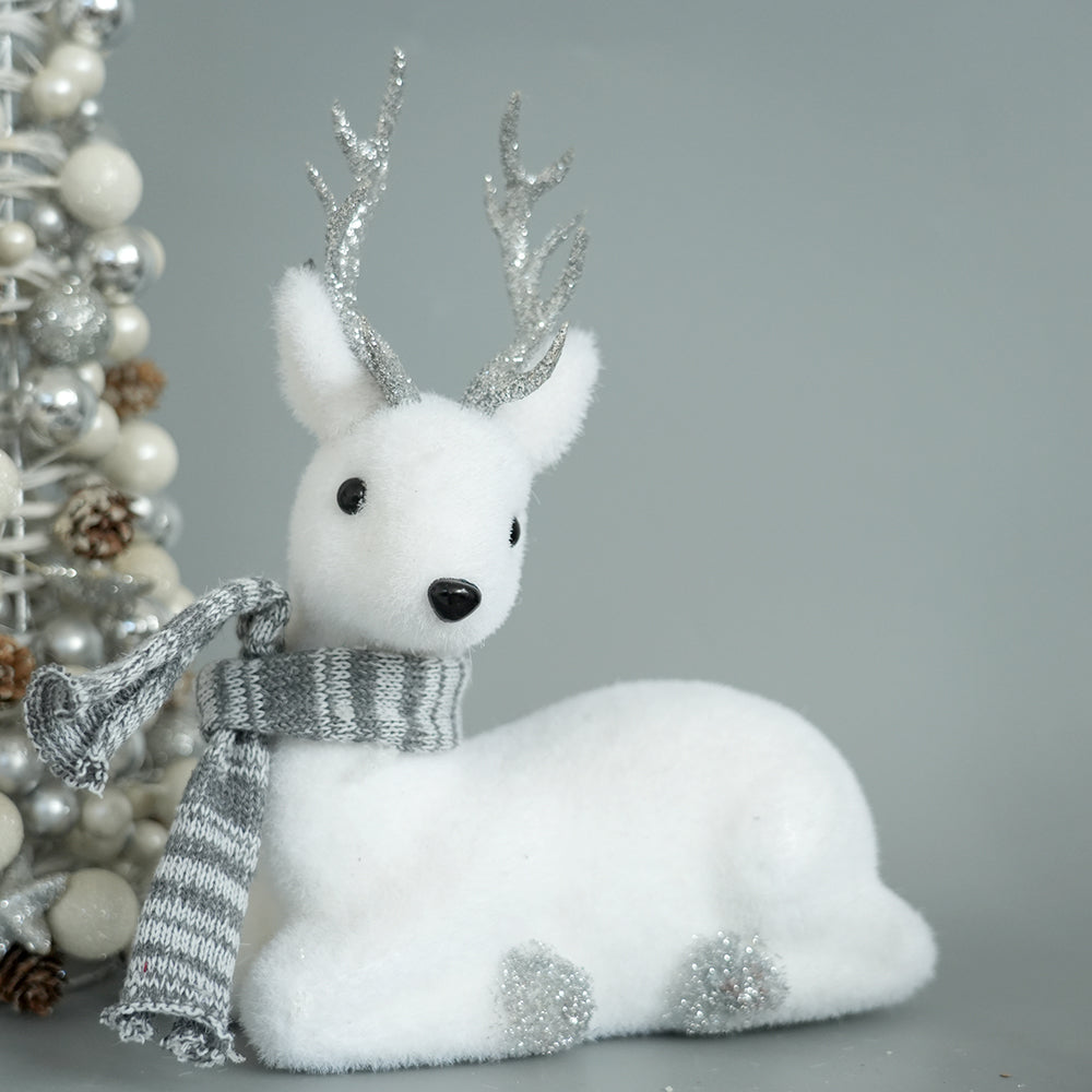 High Quality Exquisite Christmas Deer Christmas Gift White Deer with Grey Scarf for Christamas Decor Home Decoration