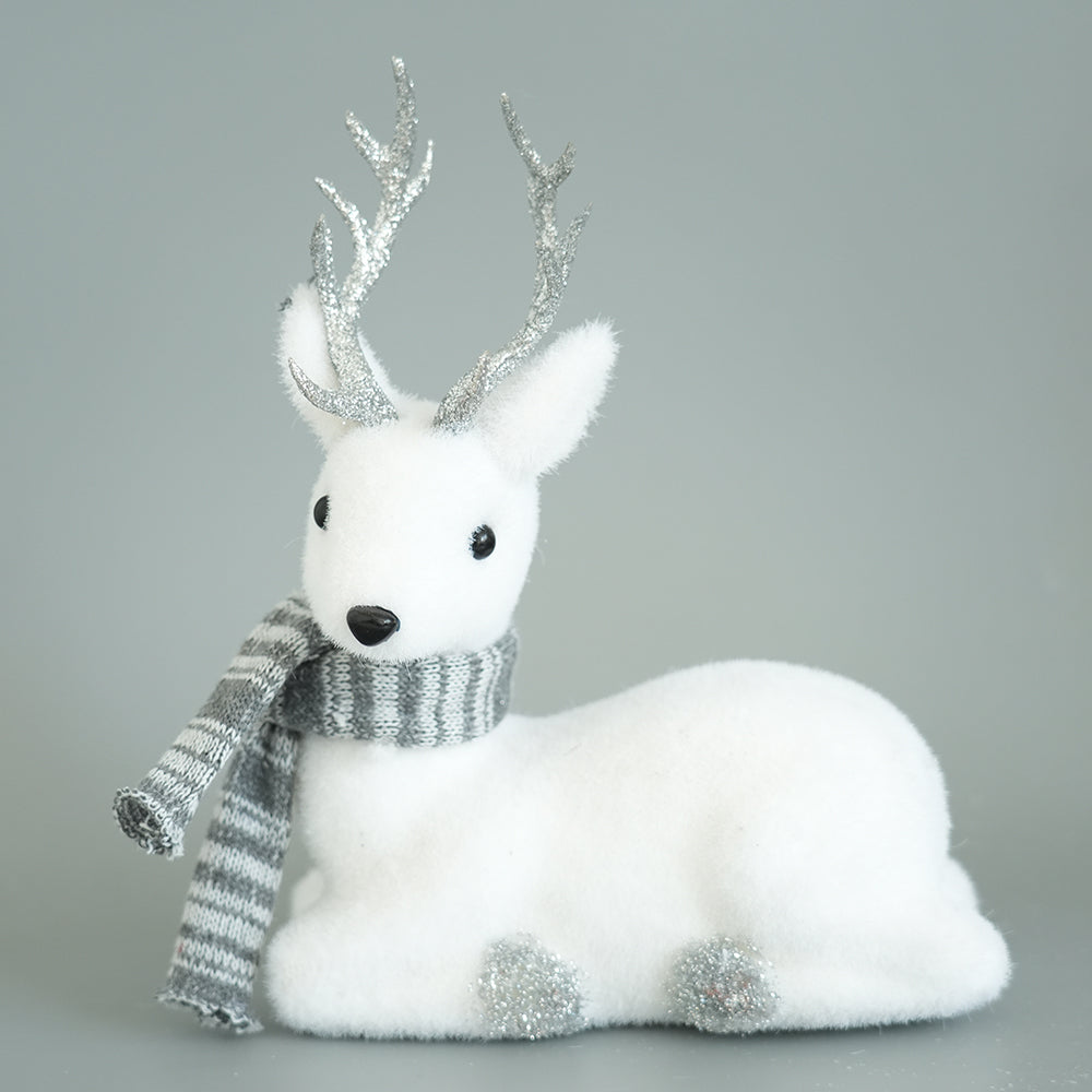 High Quality Exquisite Christmas Deer Christmas Gift White Deer with Grey Scarf for Christamas Decor Home Decoration