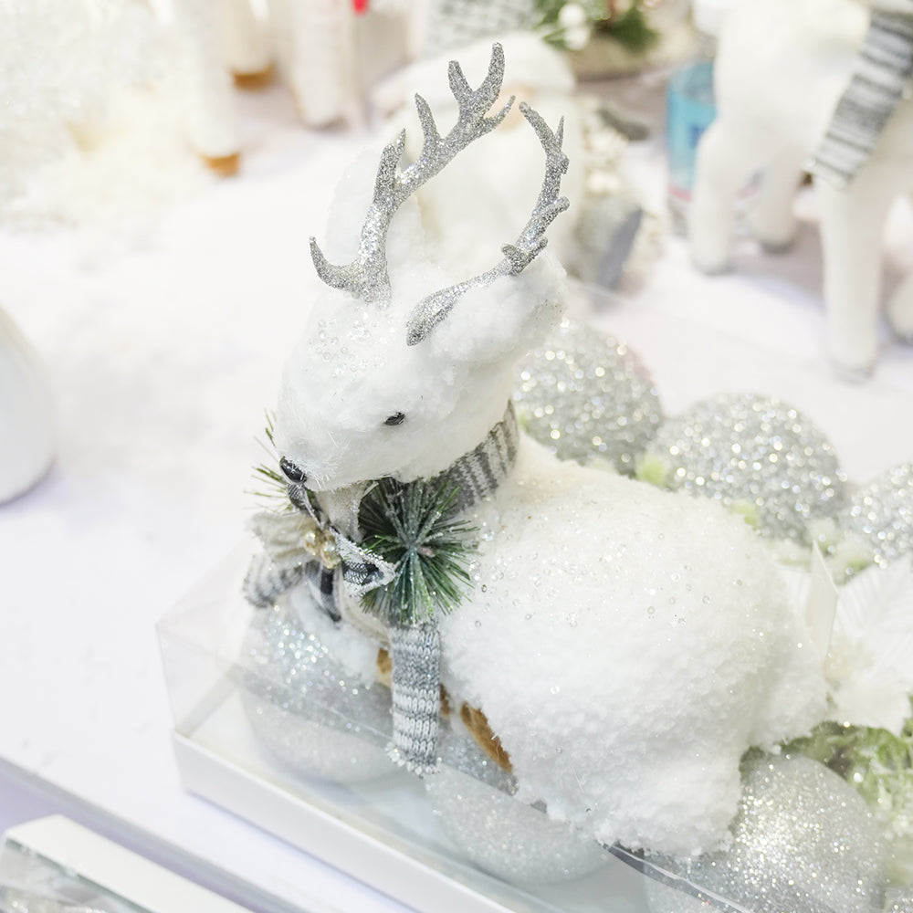 High Quality Exquisite Christmas Deer Christmas Gift White Deer with Grey Scarf for Christamas Decor Home Decoration