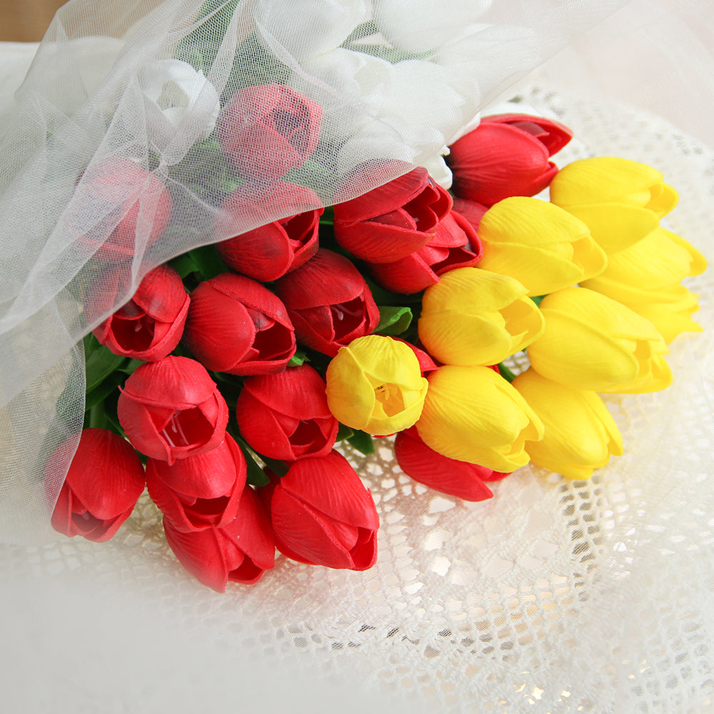 Hot Sale Tulip Artificial Flowers Multicolour Tulip Silk Flowers For Restaurant Hotel Cafe Wedding Event