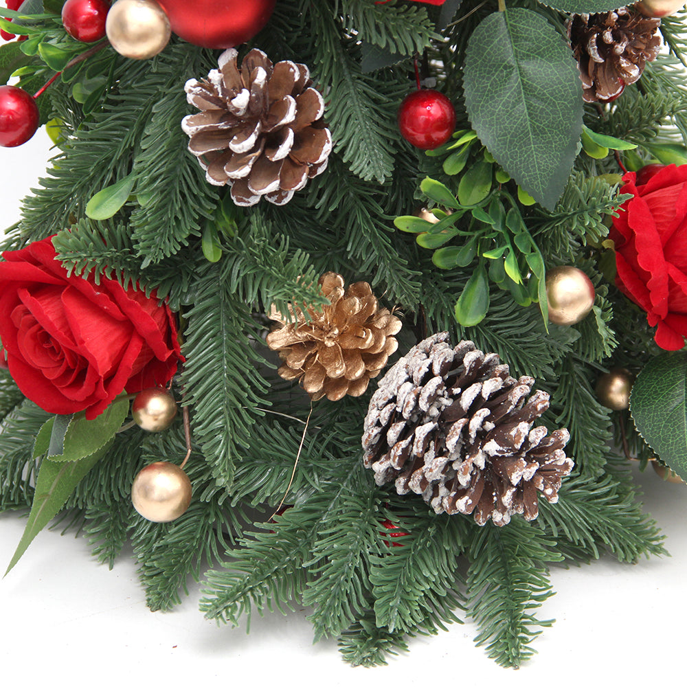 2024 Newly Design LED Aritificial Rose Christmas Tree Roses Flower Pinecone Tree With LED Light For Christmas Ornaments