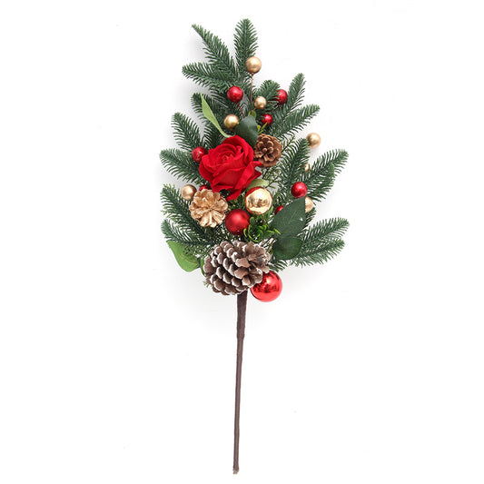 Wholesale Christmas Ornaments 70cm Christmas Decoration Pick Red Rose Pine Cone Artificial Branches For Christmas Decorations