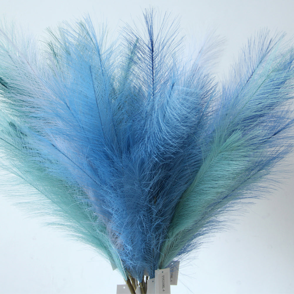 Free Sample Ready to Ship 2023 Top Sale Wholesale Artificial Flowers Faux Pampas Grass Blue For Home Decoration