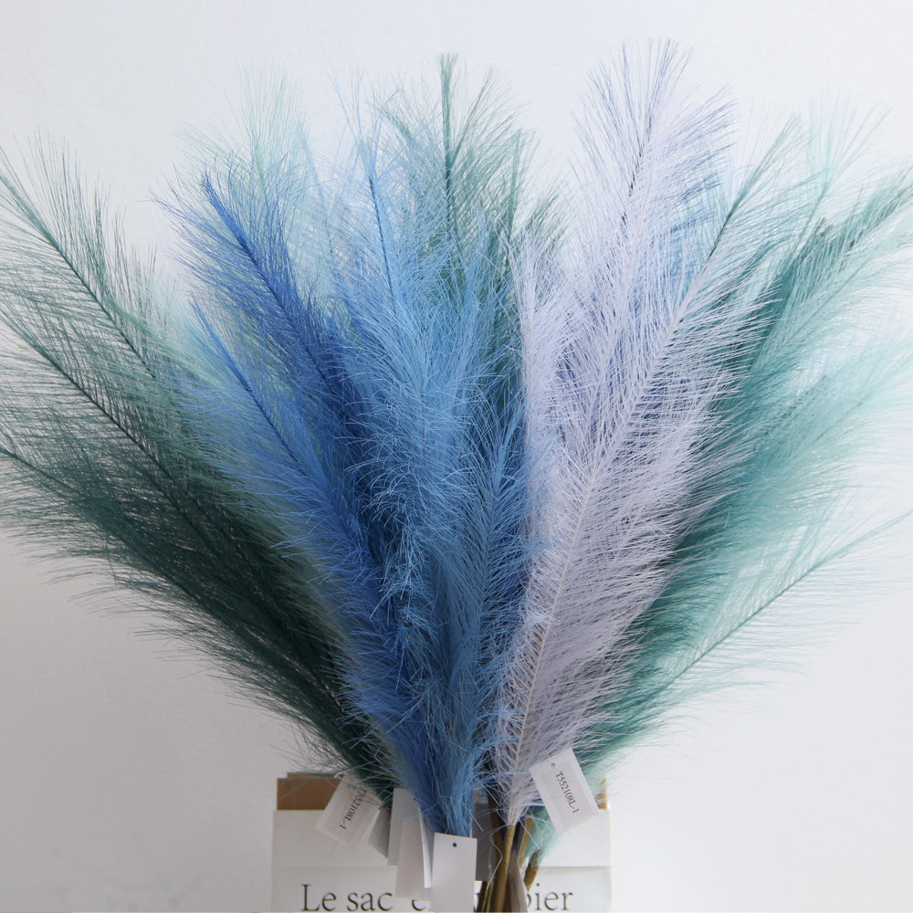 Free Sample Ready to Ship 2023 Top Sale Wholesale Artificial Flowers Faux Pampas Grass Blue For Home Decoration