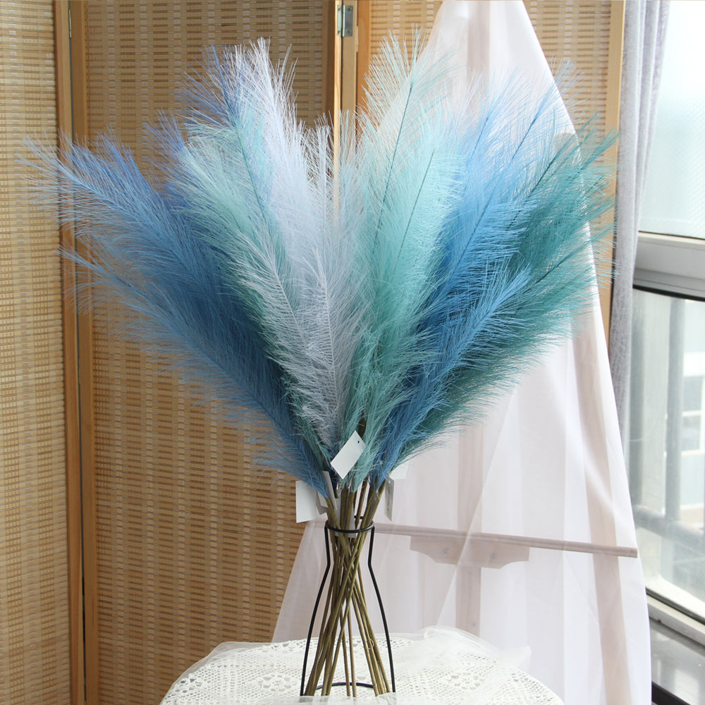 Free Sample Ready to Ship 2023 Top Sale Wholesale Artificial Flowers Faux Pampas Grass Blue For Home Decoration