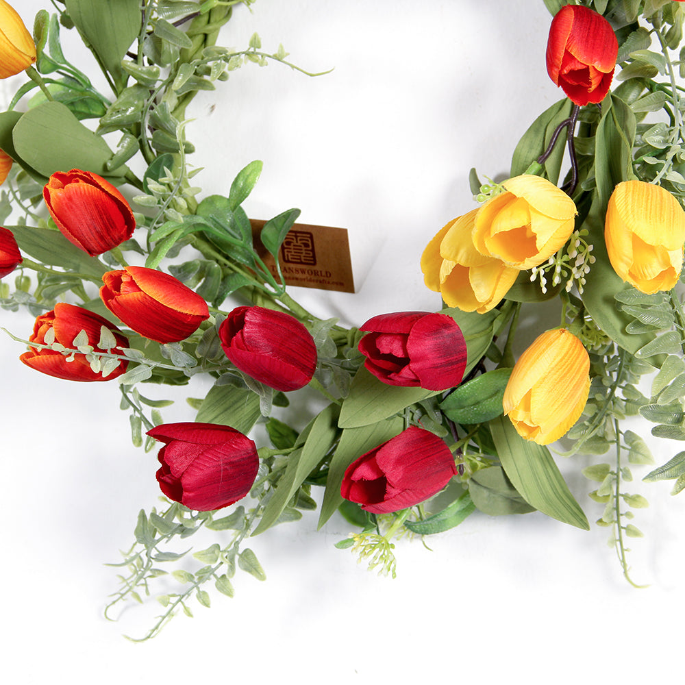 High Simulation Wreath Supplies Spring Summer Decorative Flowers Wreaths and Plants 16INCH Wreaths For Home Decoration