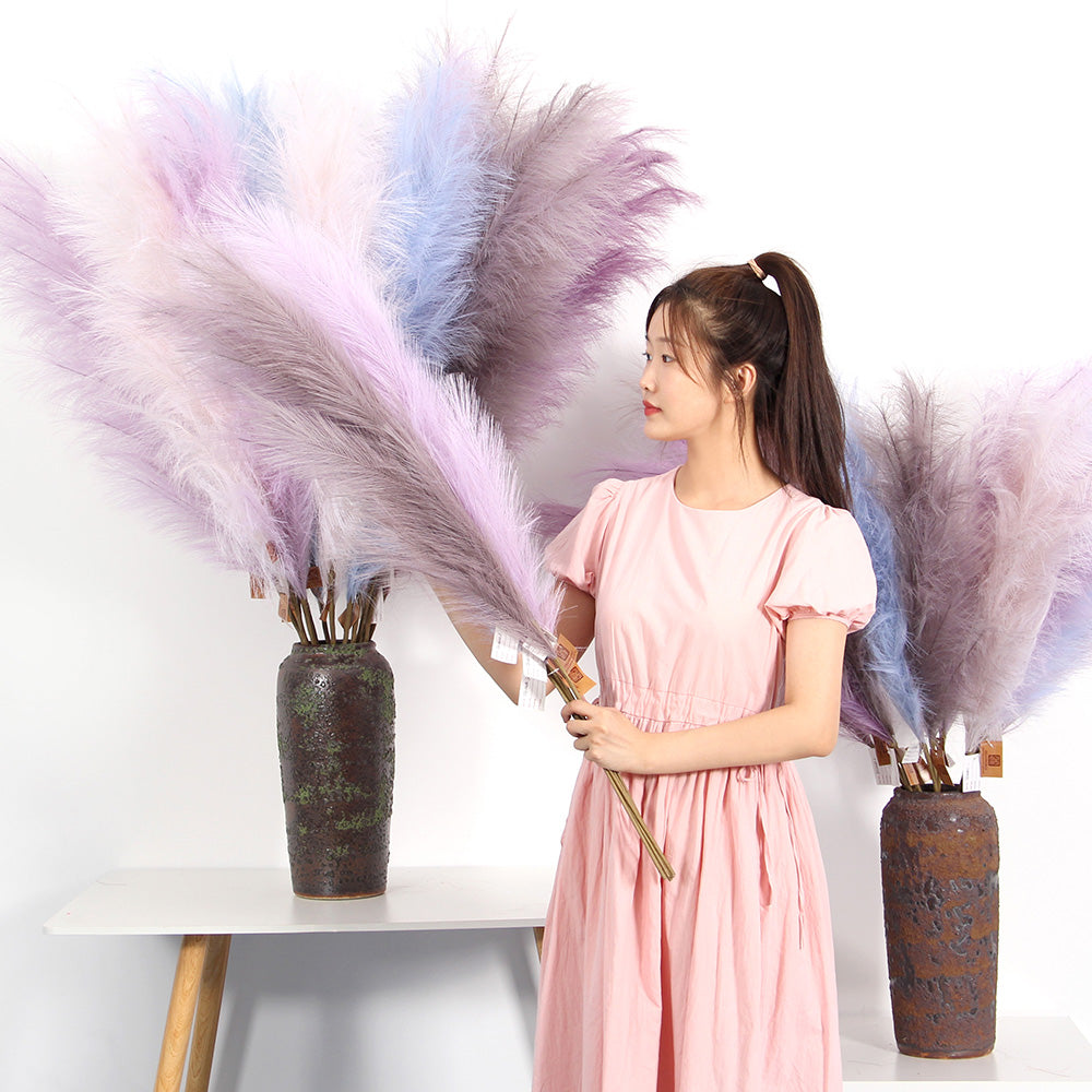 Purple Series 110cm Artificial Pampas Grass Large Decorative Supplies Artificial Flower Pampas Grass Home Hotel Cafe Wedding Decor