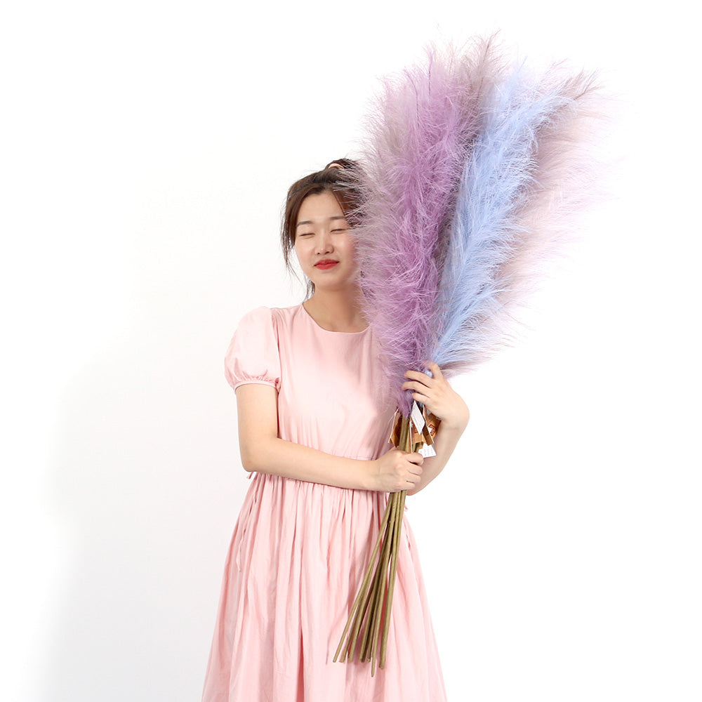 Purple Series 110cm Artificial Pampas Grass Large Decorative Supplies Artificial Flower Pampas Grass Home Hotel Cafe Wedding Decor