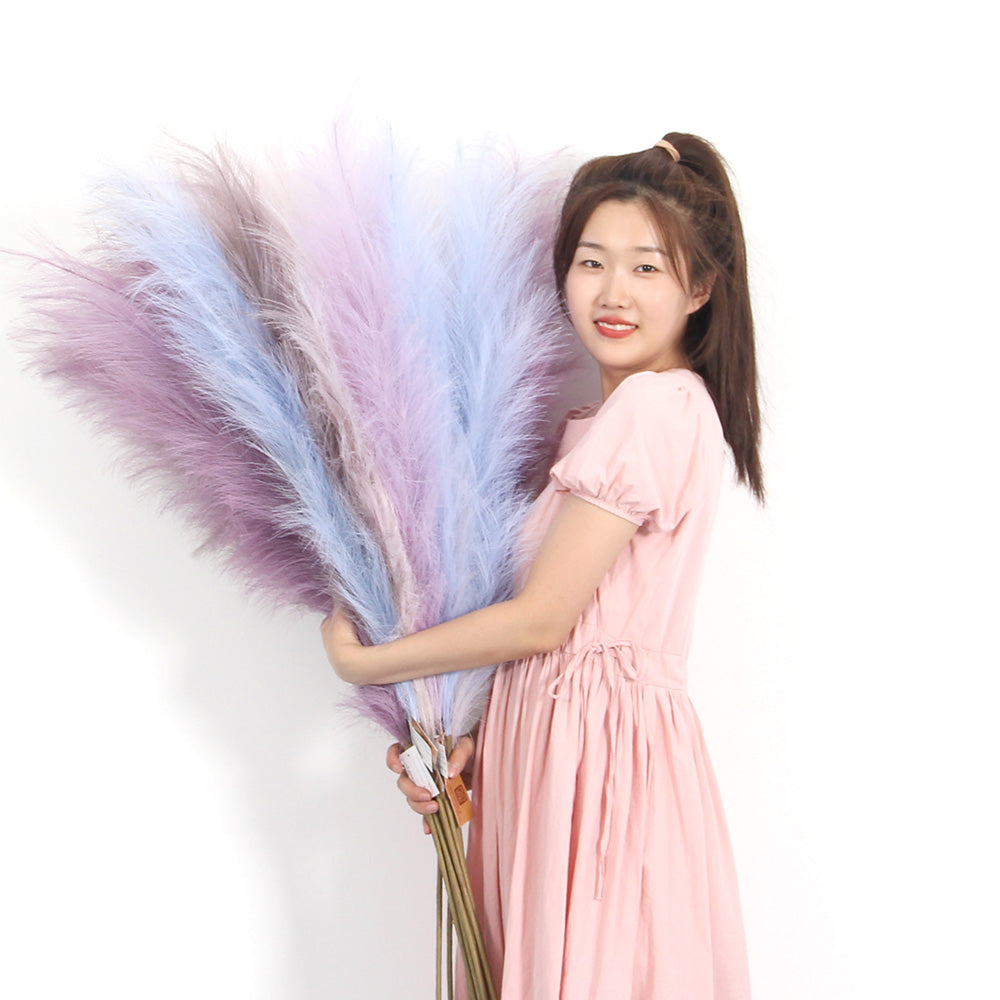 Purple Series 110cm Artificial Pampas Grass Large Decorative Supplies Artificial Flower Pampas Grass Home Hotel Cafe Wedding Decor