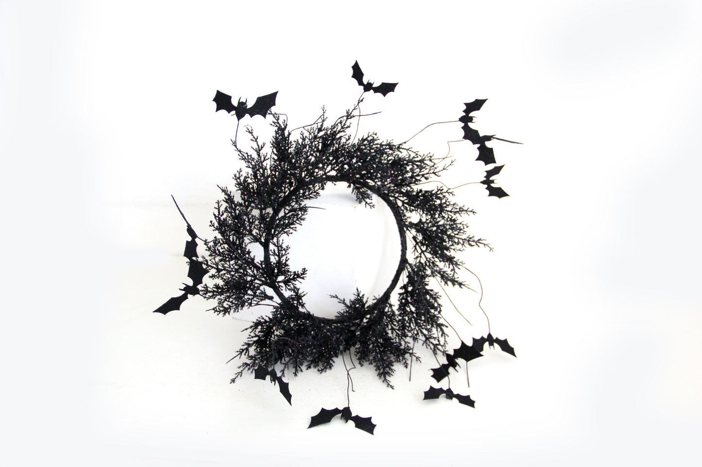 Factory wholesale Black Halloween Wreath Bat Wreath Door Wreath with Glitter Bats Decorations Halloween Party