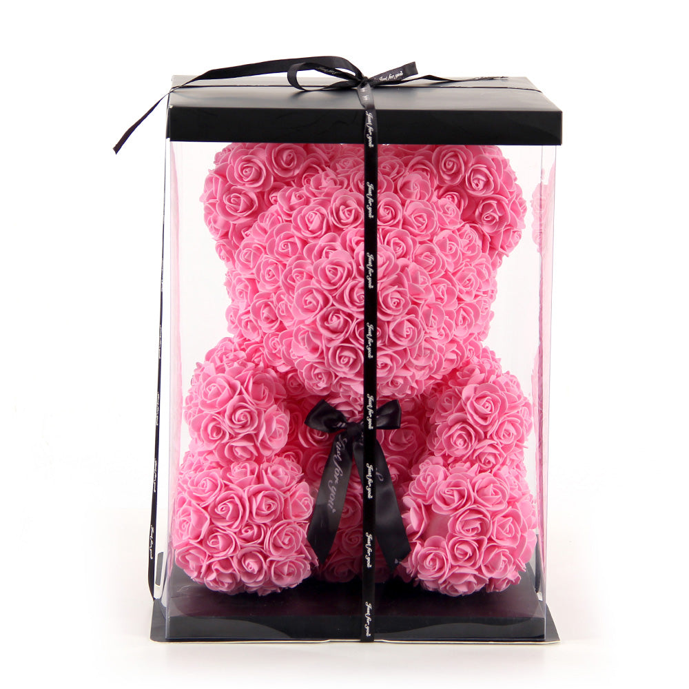 Multiple Colors 40cm Rose Bear Artificial Flowers Teddy Bear With Roses High Quality Valentines Day Teddy Bear With Gift Box