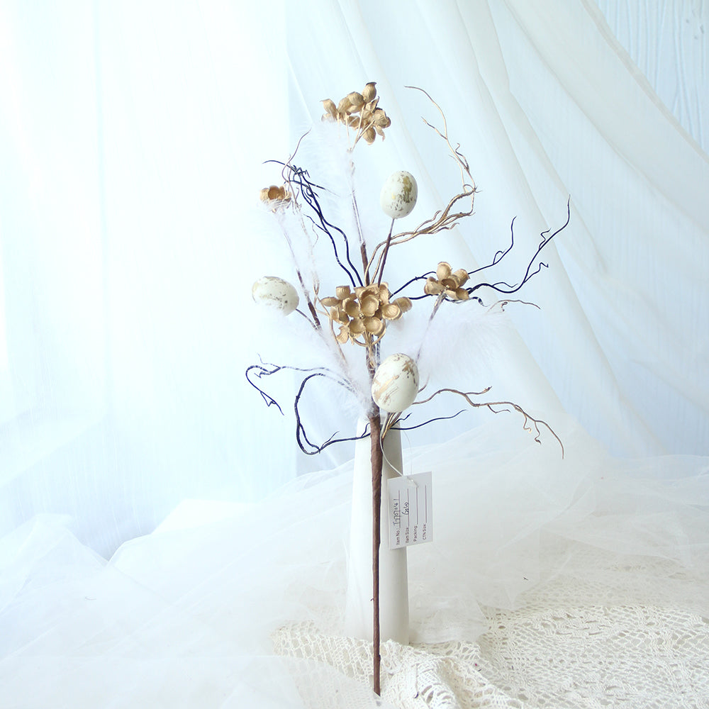 2024 Products Easter Decoration 46cm Spray High Quality Artificial Flowers Feather Branch For Easter Gifts Home Decor