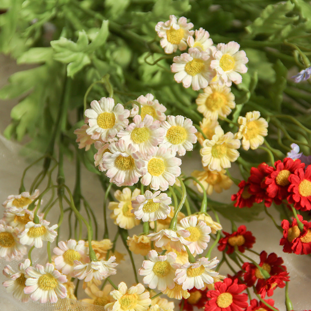 Spring Color Low MOQ Multicolor Daisy Flower Head Mini Silk Artificial Flower For Wedding Engagement Party Home Decor DIY
