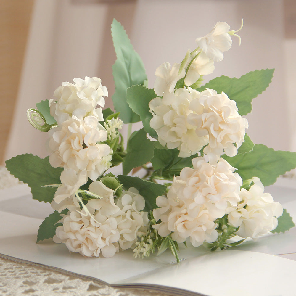 China Hot Sale 11.42INCH  White Hydrangeas Flowers Artificial Silk Hydrangea Flowers Wedding Flowers Home Hotel Decoration