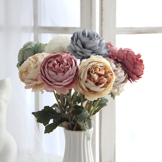 Artificial Flower for Decoration Silk Rose Bouquet Plastic Arrangements for Home Bridal Wedding Party Festival Decor