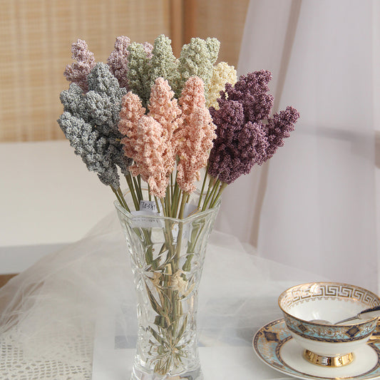 Ready To Ship Six Head Millet Spray Wholesale Artificial Flower Packing  For Wedding Party Event Decoration