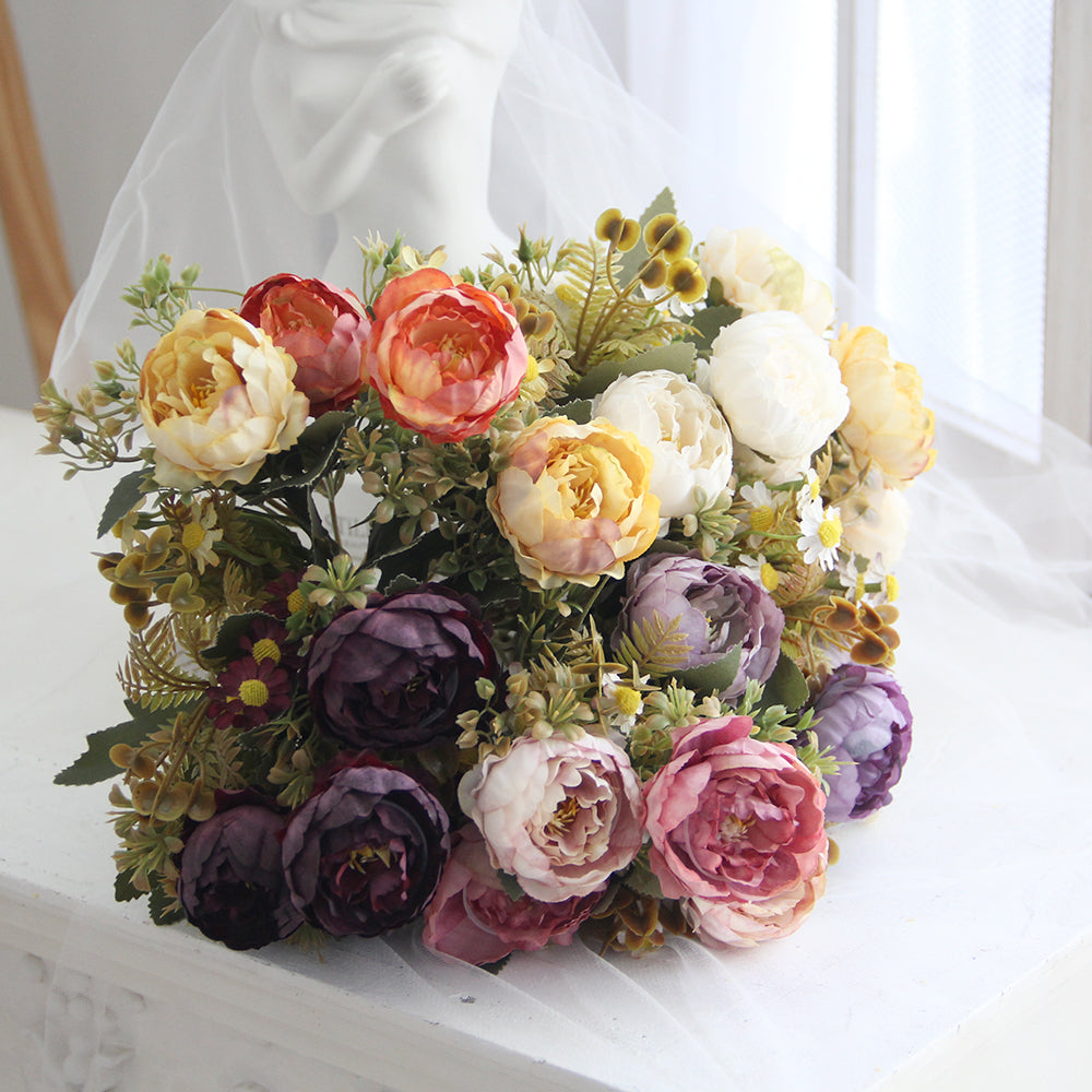 Artificial Silk Chrysanthemums Bouquet Flower for Farmhouse Home Boho Wedding Table Centerpiece Decoration