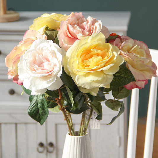 Artificial Flower High Quality Artificial Rose Flowers Single Stem Rose Colorful Mix Flower Arrangement