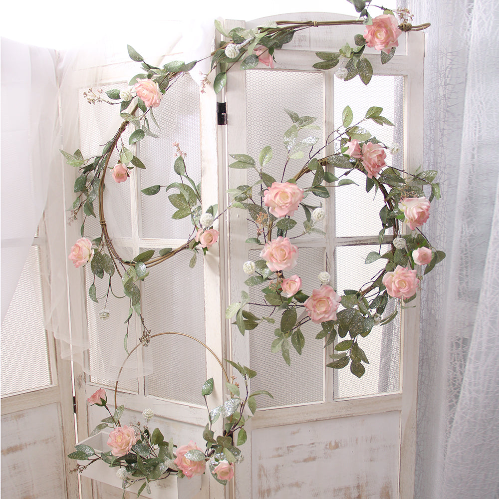 Floral Hoop Wreath Wedding Arch Flower Decoration Metal Hoop Wreath Dream Catcher and Macrame Wall Hanging Crafts