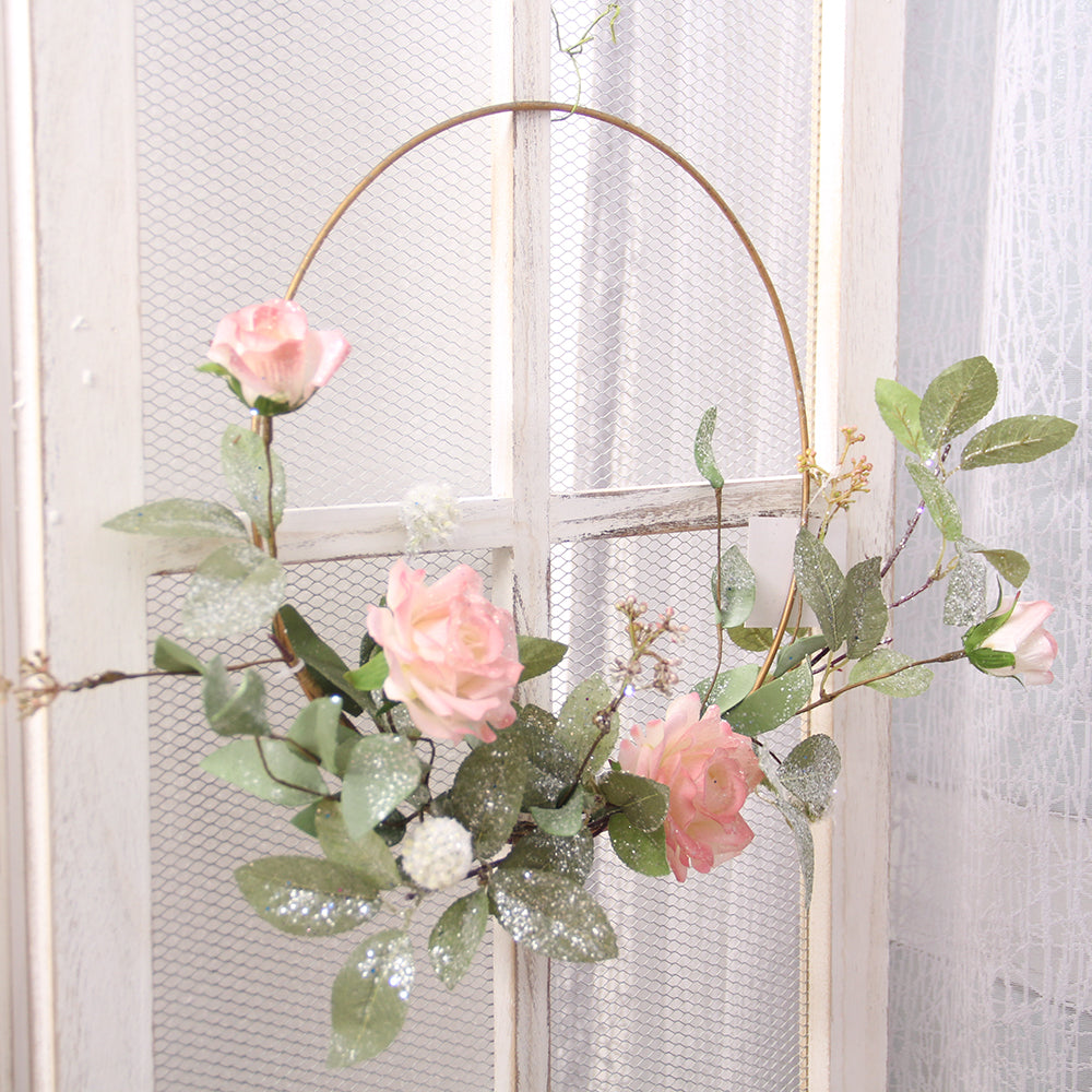 Floral Hoop Wreath Wedding Arch Flower Decoration Metal Hoop Wreath Dream Catcher and Macrame Wall Hanging Crafts