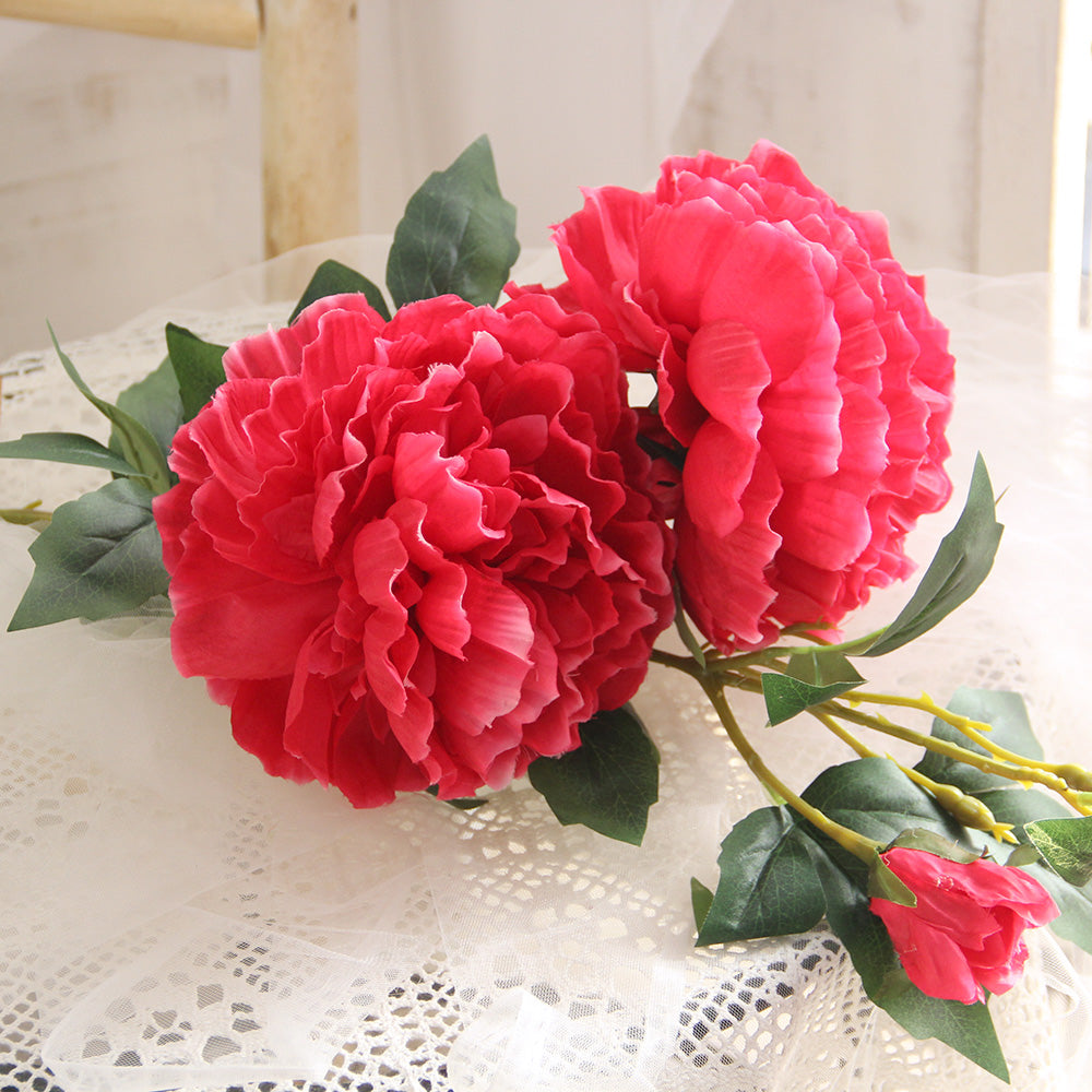 Wholesale 3head Big Peony Artificial Flower European Style Peony Flowers For Home Wedding Decoration Flowers